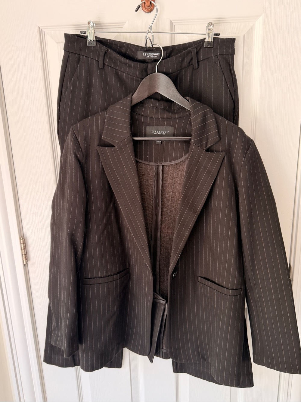 Liverpool Dark Brown Pinstripe Suit Jacket & Trousers